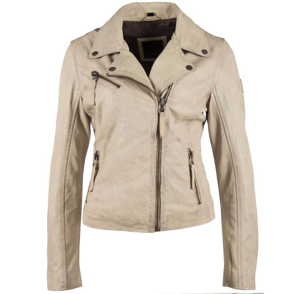 NEW MAURITIUS women's christy 2 rf leather jacket in off white